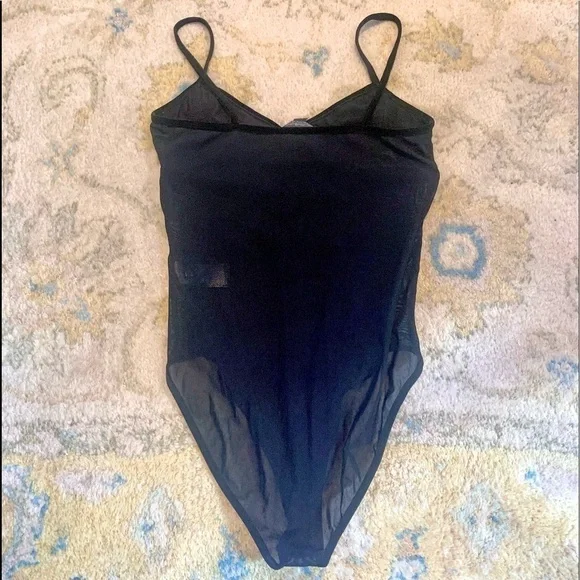 Miss Selfridge by ASOS, NBW, Black, Velvet Trimmed Body Suit, Size 4 - Picture 5 of 5